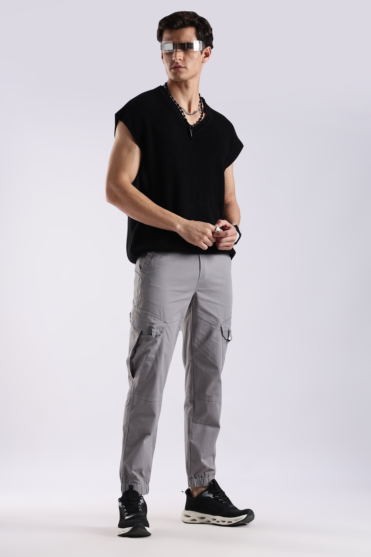 100% Cotton Slim Fit Cargo Pants Lt Grey