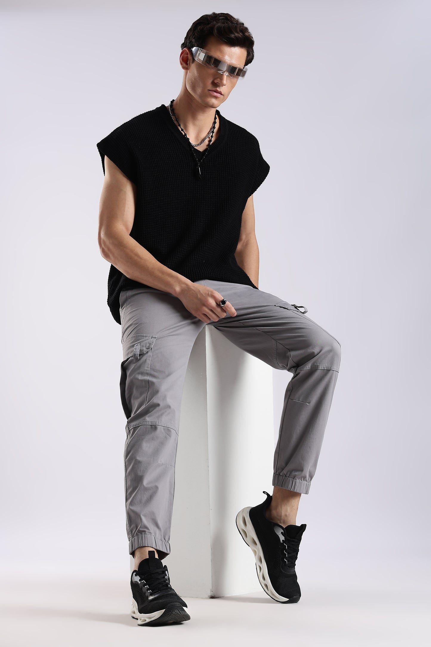 100% Cotton Slim Fit Cargo Pants Lt Grey