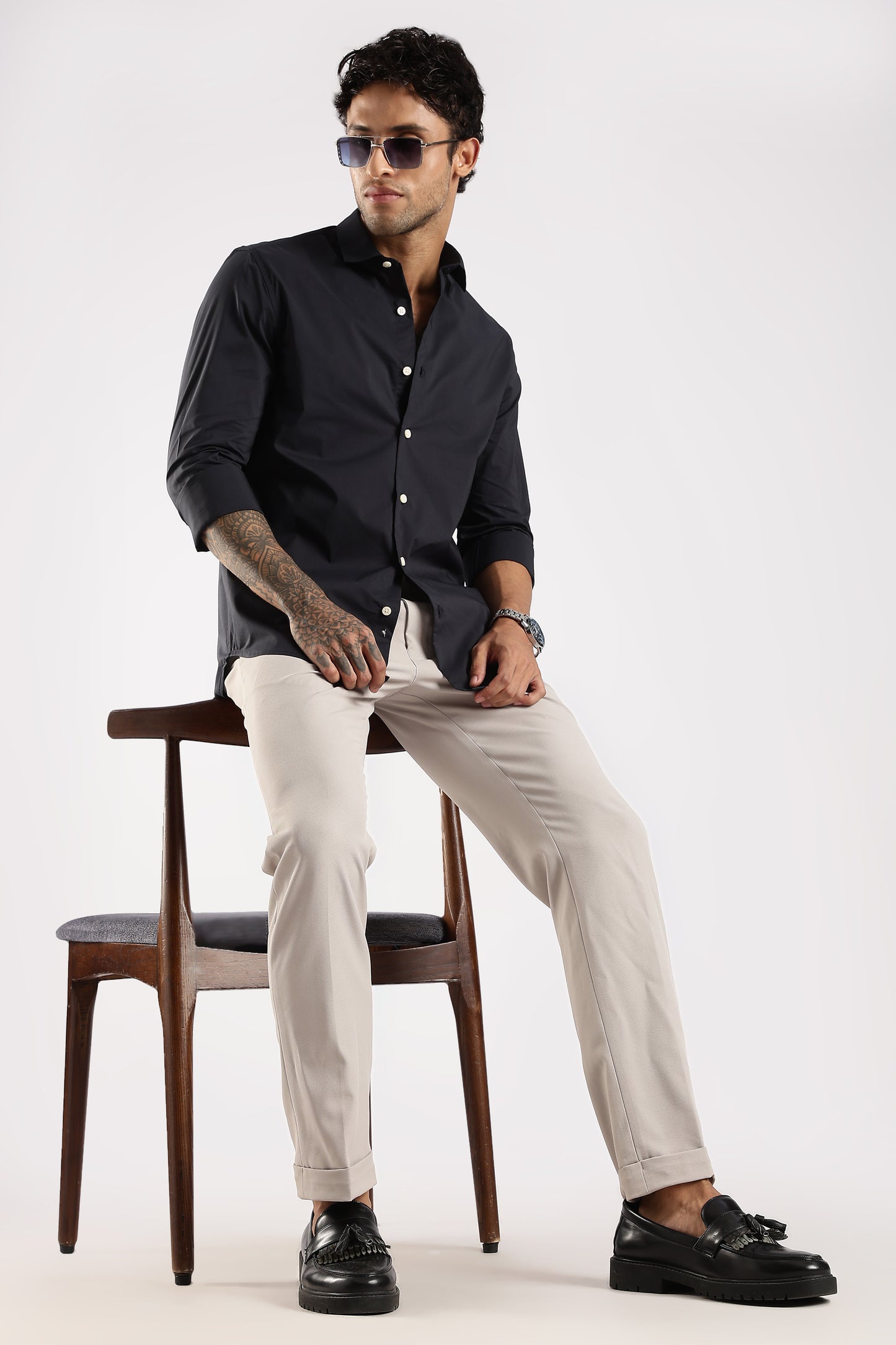 100% Cotton Slim Fit Shirt Navy