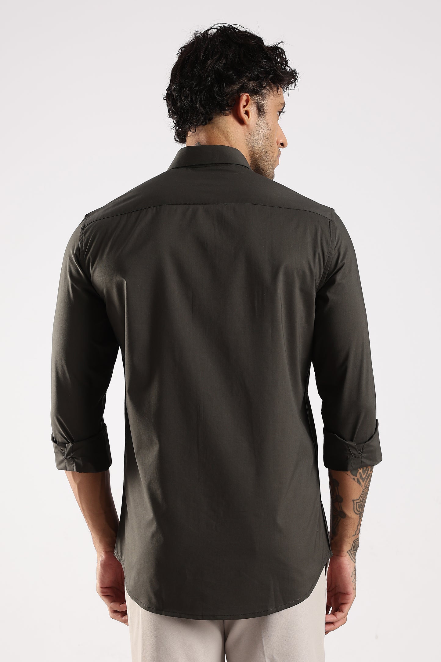 100% Cotton Slim Fit Shirt Green