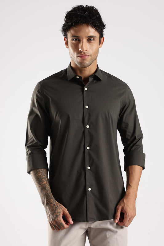 100% Cotton Slim Fit Shirt Green