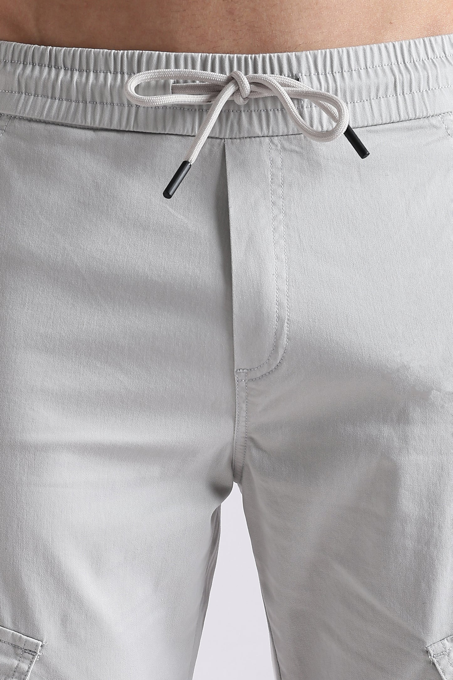 100% Cotton Slim Fit Cargo Pants Off White