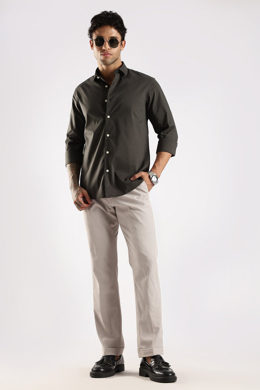 100% Cotton Slim Fit Shirt Green