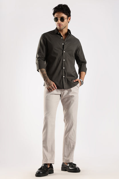 100% Cotton Slim Fit Shirt Green