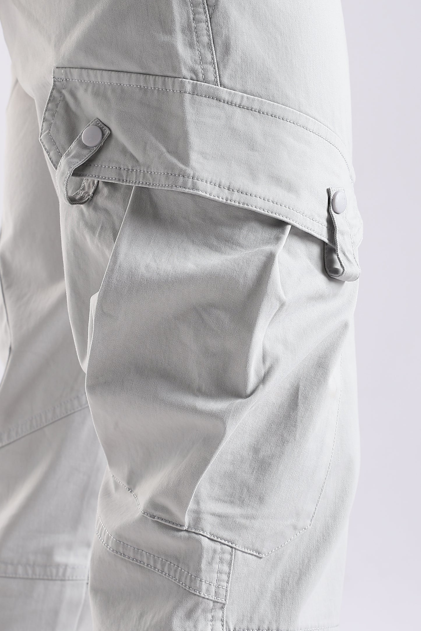 100% Cotton Slim Fit Cargo Pants Off White