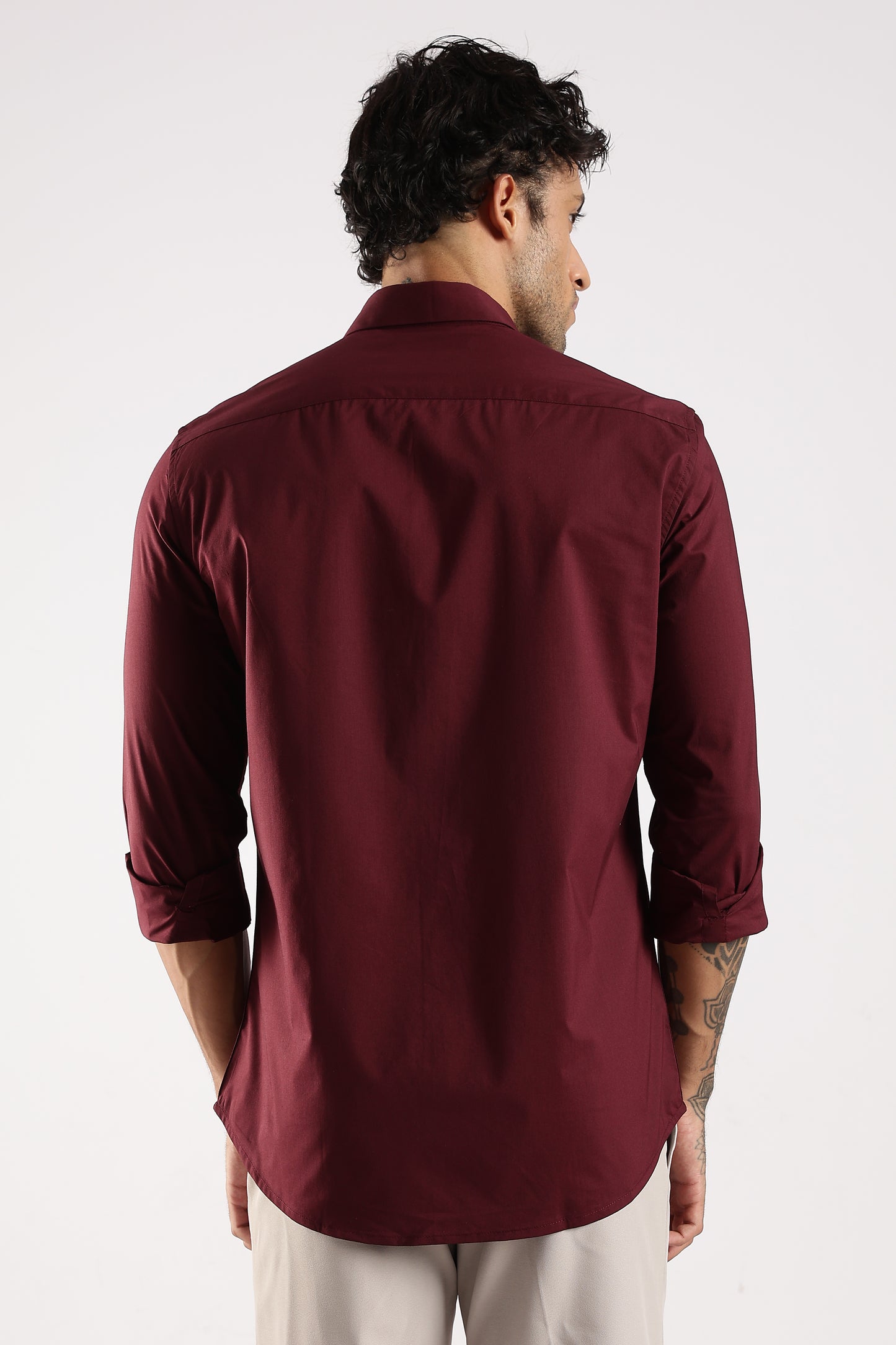 100% Cotton Slim Fit Shirt Maroon