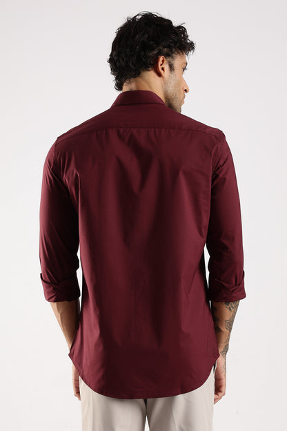 100% Cotton Slim Fit Shirt Maroon