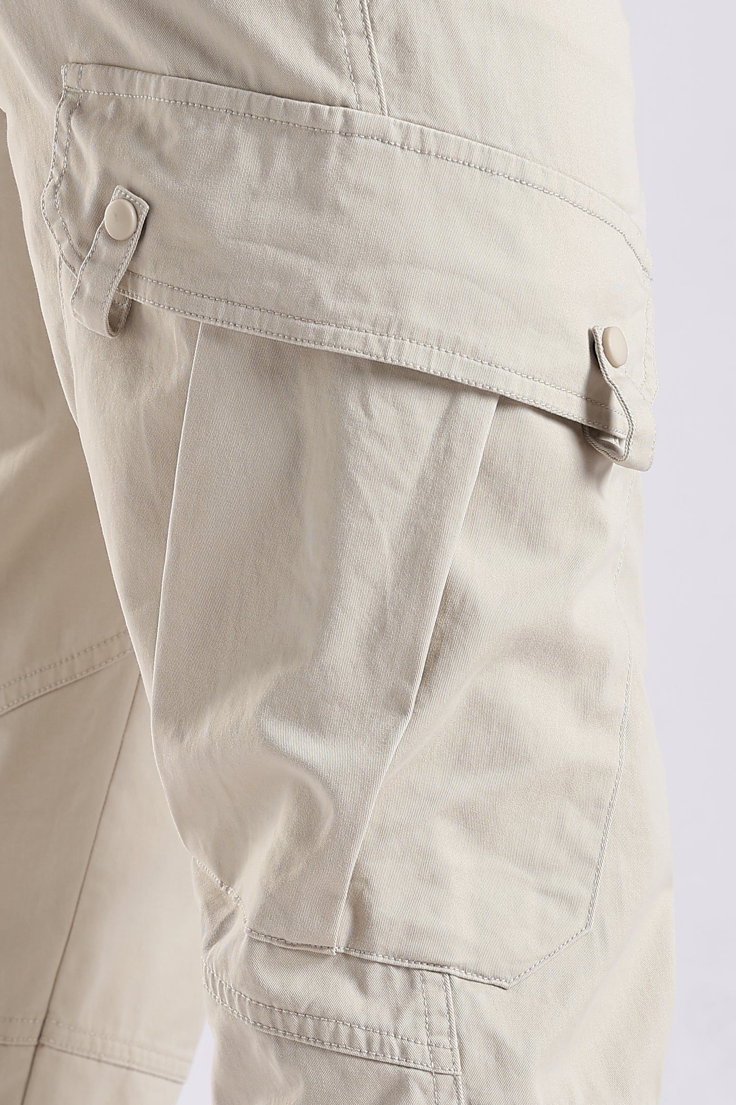 100% Cotton Slim Fit Cargo Pants Cream