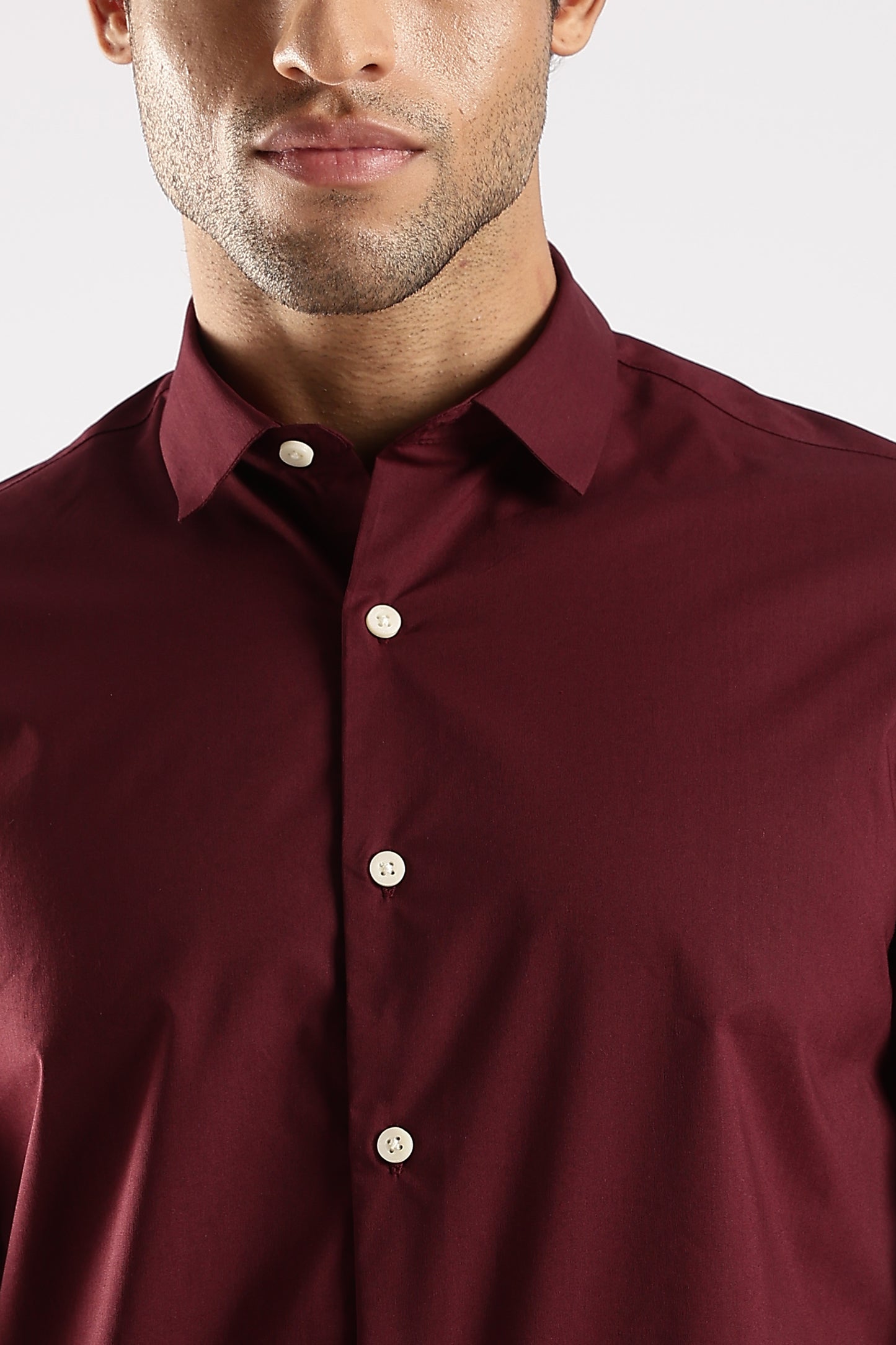 100% Cotton Slim Fit Shirt Maroon
