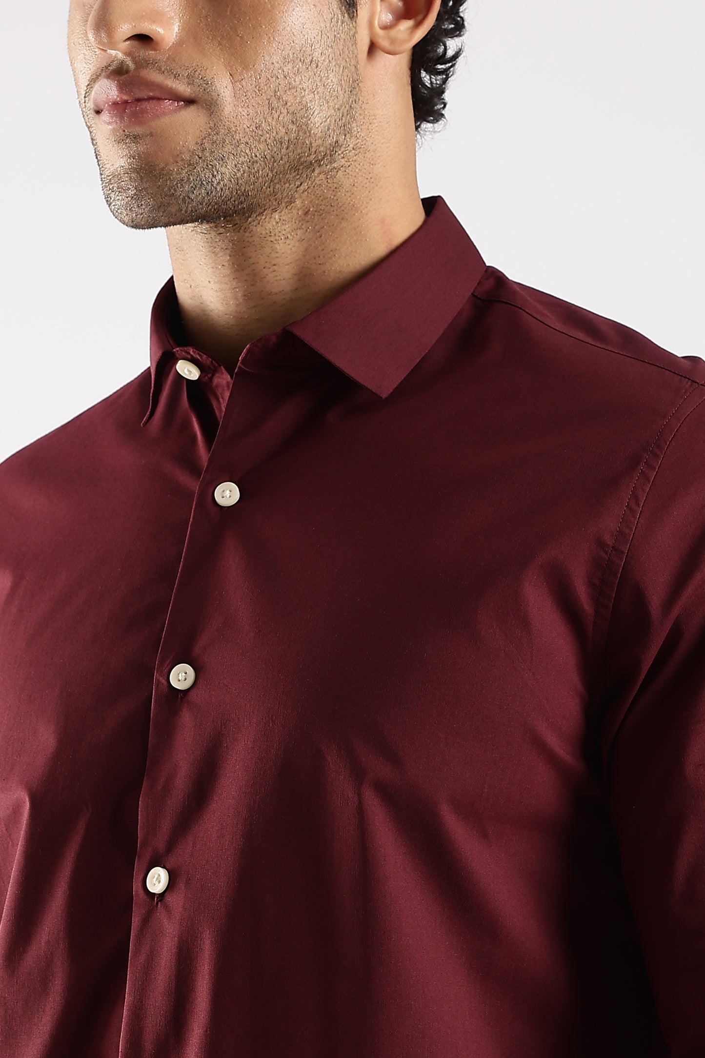 100% Cotton Slim Fit Shirt Maroon