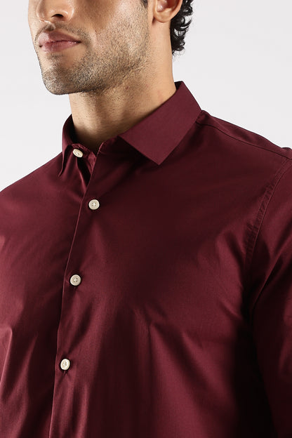 100% Cotton Slim Fit Shirt Maroon