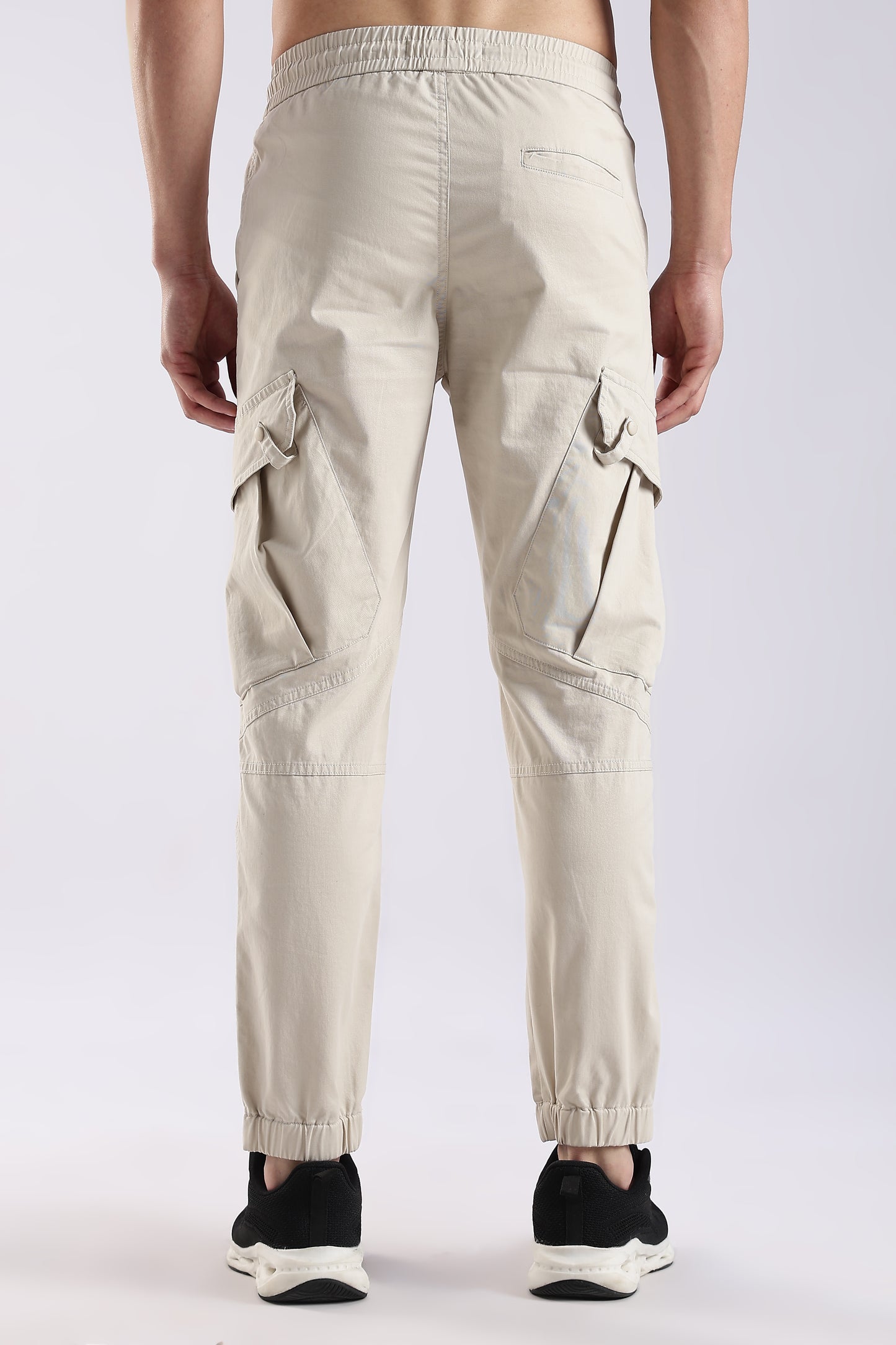 100% Cotton Slim Fit Cargo Pants Cream