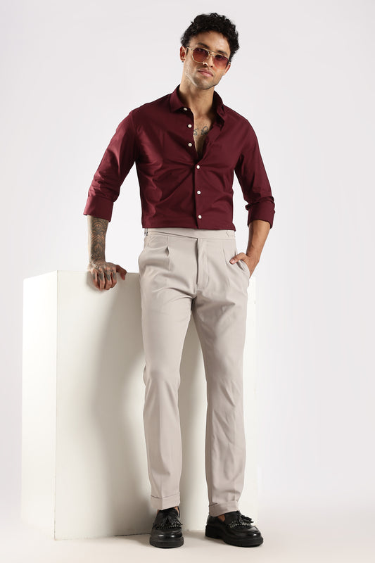 100% Cotton Slim Fit Shirt Maroon