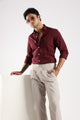 100% Cotton Slim Fit Shirt Maroon
