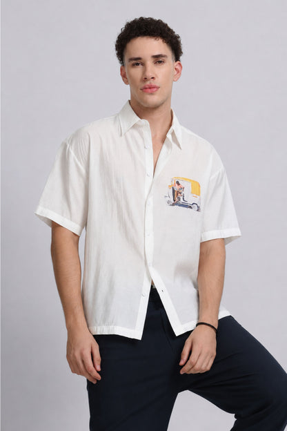 "Catching Up" Oversized Print Shirt