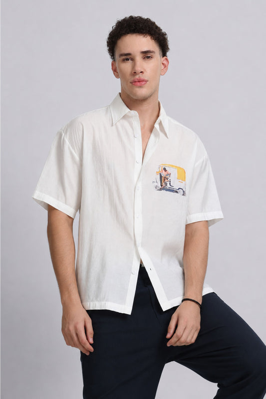 "Catching Up" Oversized Print Shirt