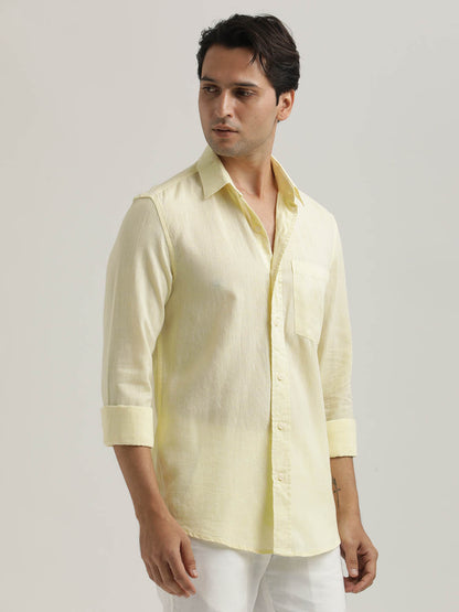 Linen-Cotton Blend Shirt Yellow