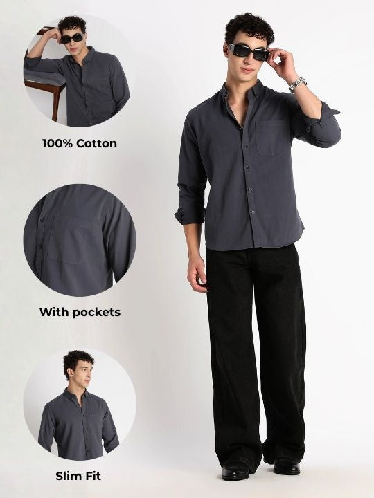 Everyday Essential Solid Shirt Blue Grey