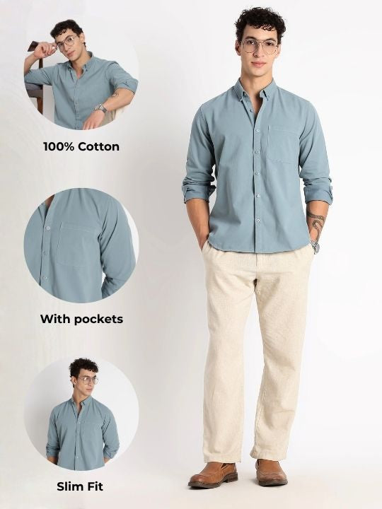 Everyday Essential Solid Shirt Teal Blue