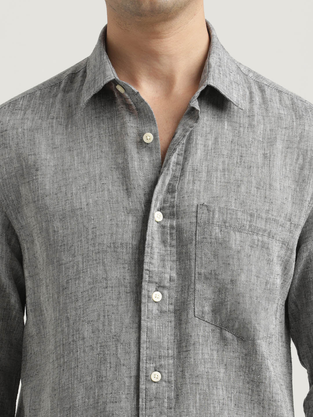 Linen-Cotton Blend Shirt Black