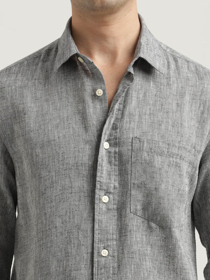 Linen-Cotton Blend Shirt Black