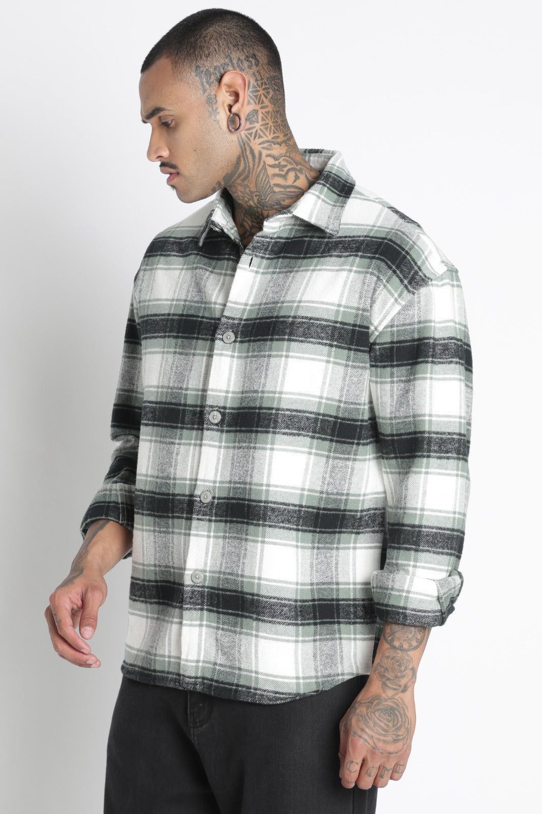 Brushed Check Casual Shirt Lt Green