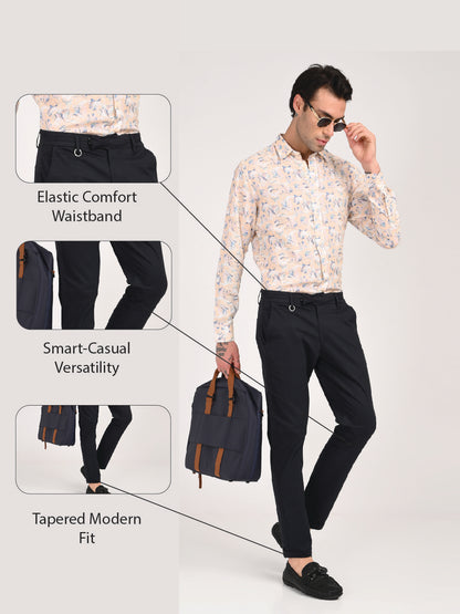 Stretch Trousers with Utility Pockets Navy