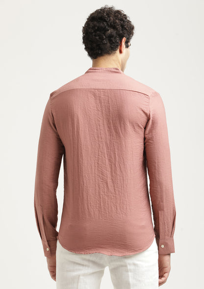 Mandarin Collar Nylon Shirt Dk Pink