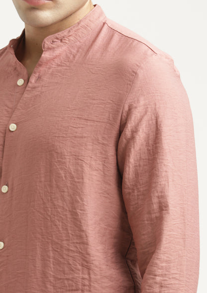 Mandarin Collar Nylon Shirt Dk Pink