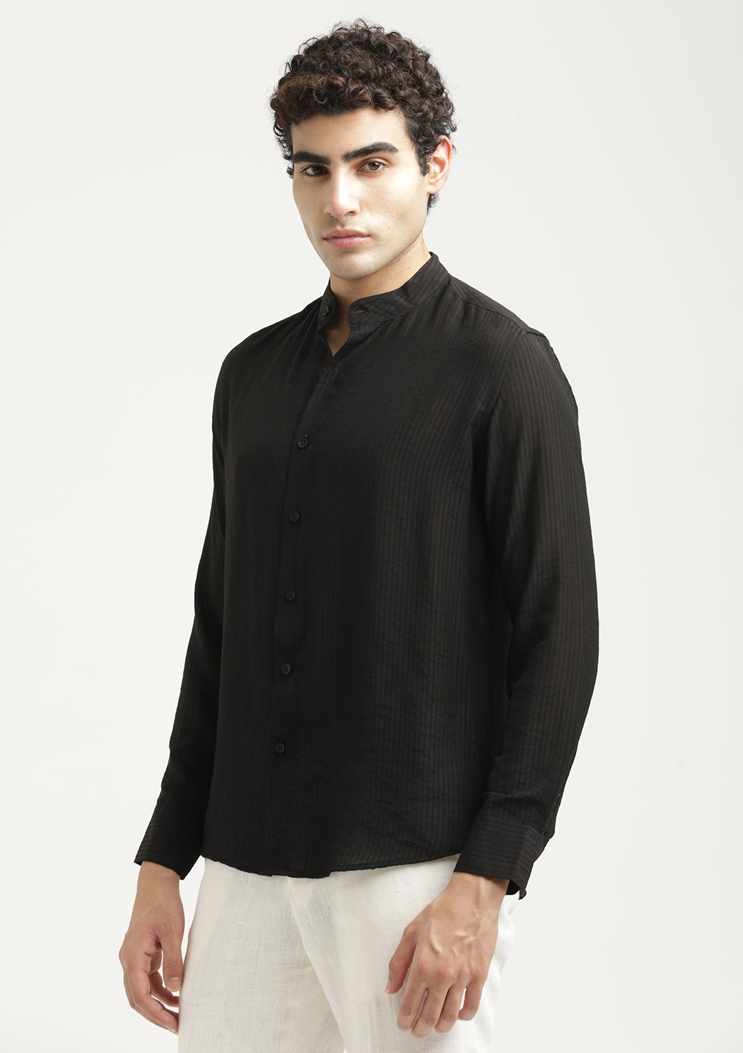 Textured Nylon Shirt Black