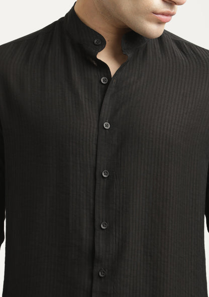 Textured Nylon Shirt Black