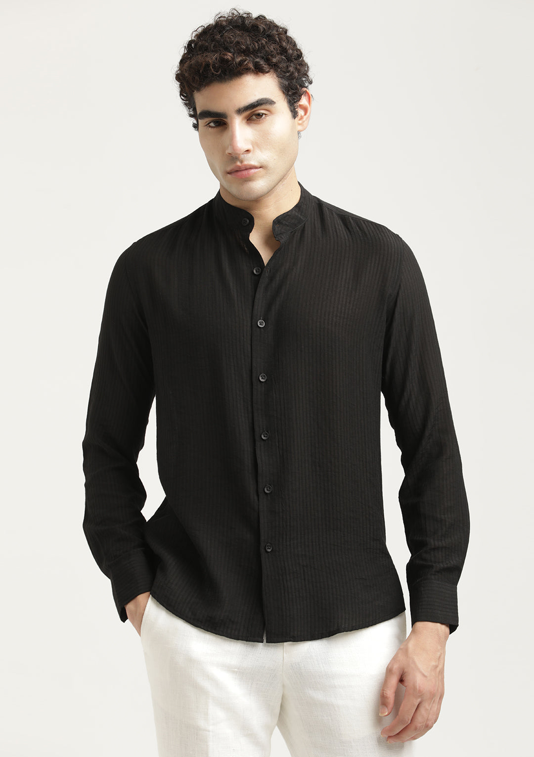 Textured Nylon Shirt Black