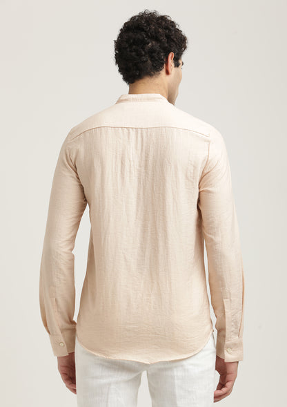 Mandarin Collar Nylon Shirt Peach