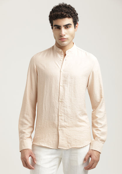 Mandarin Collar Nylon Shirt Peach