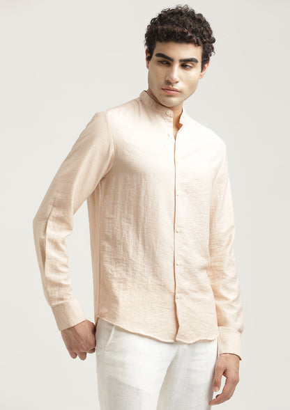 Mandarin Collar Nylon Shirt Peach
