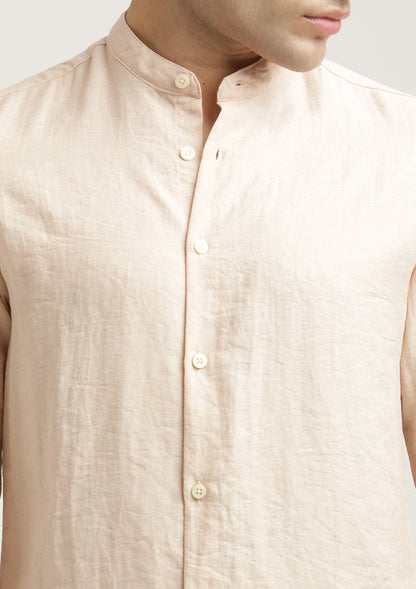 Mandarin Collar Nylon Shirt Peach