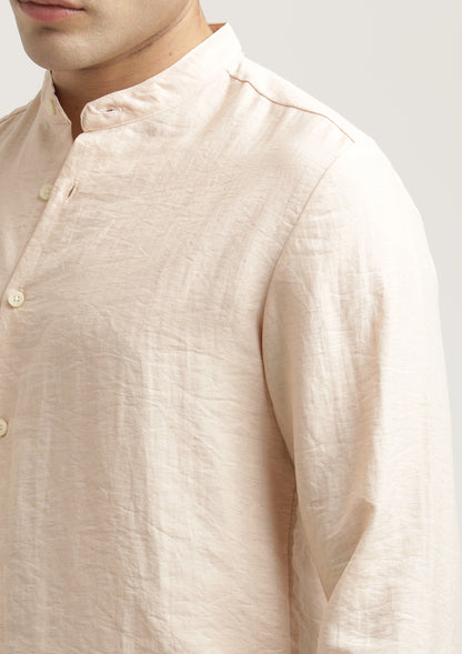 Mandarin Collar Nylon Shirt Peach