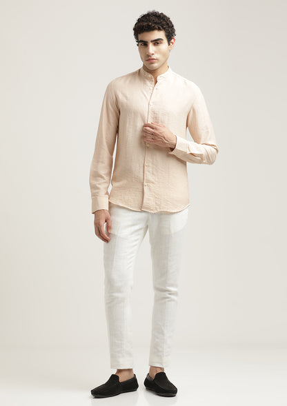 Mandarin Collar Nylon Shirt Peach