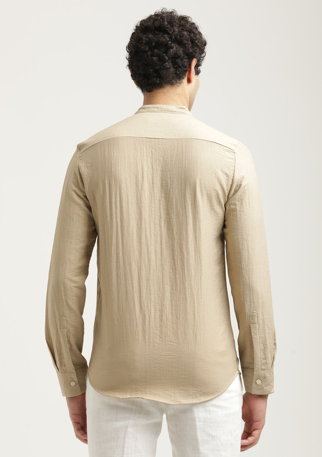 Mandarin Collar Nylon Shirt Cream