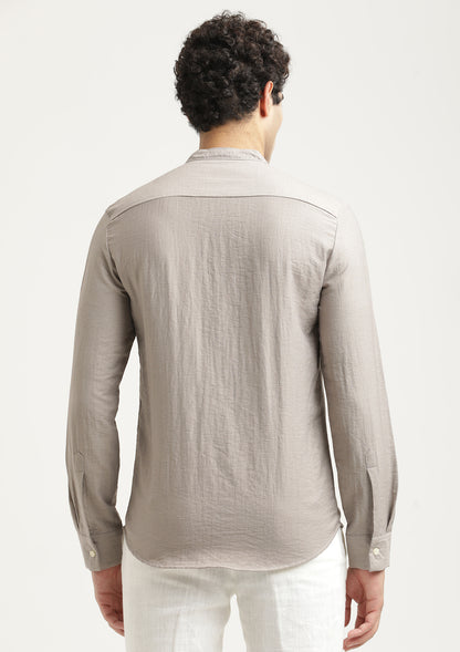 Mandarin Collar Nylon Shirt Grey