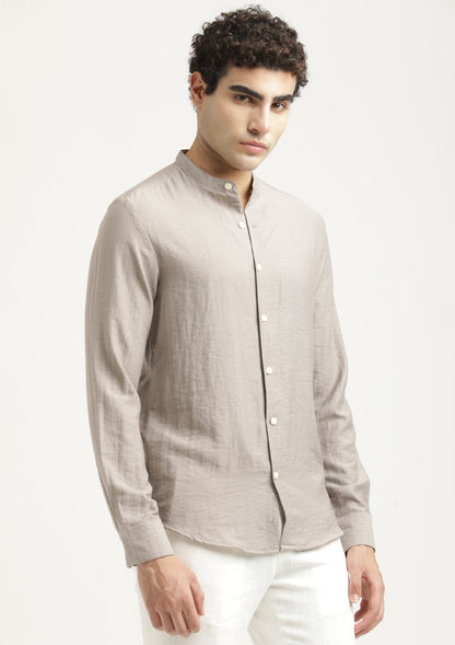 Mandarin Collar Nylon Shirt Grey