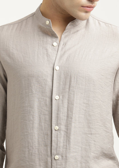 Mandarin Collar Nylon Shirt Grey