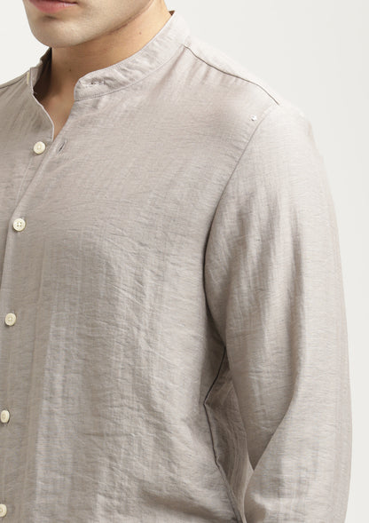 Mandarin Collar Nylon Shirt Grey