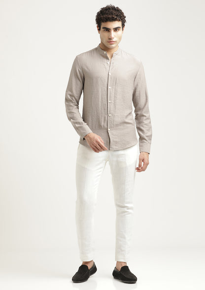 Mandarin Collar Nylon Shirt Grey