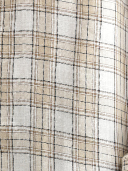 Checked Cotton-Linen Shirt Cream