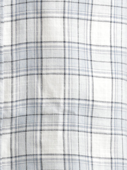 Checked Cotton-Linen Shirt Sky Blue