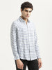 Checked Cotton-Linen Shirt Blue