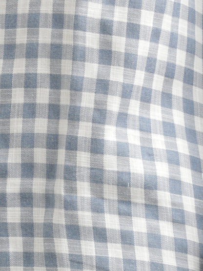Checked Cotton-Linen Shirt Blue