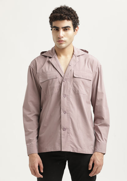 Double Pocket Drop Shoulder Shirt Pink