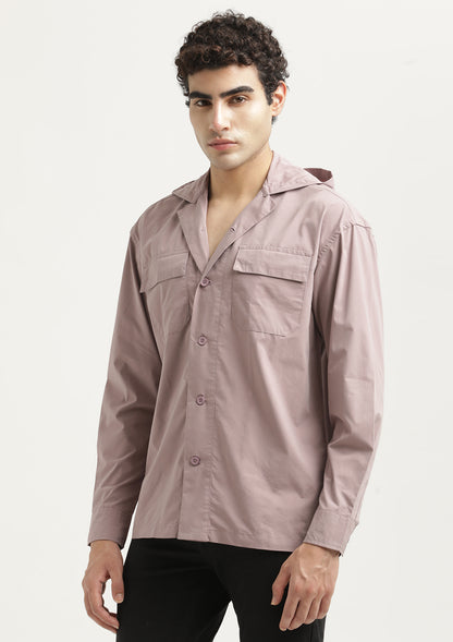 Double Pocket Drop Shoulder Shirt Pink